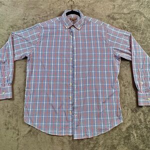 Peter Millar Summer Comfort Red and Blue Checkered Button Down Shirt